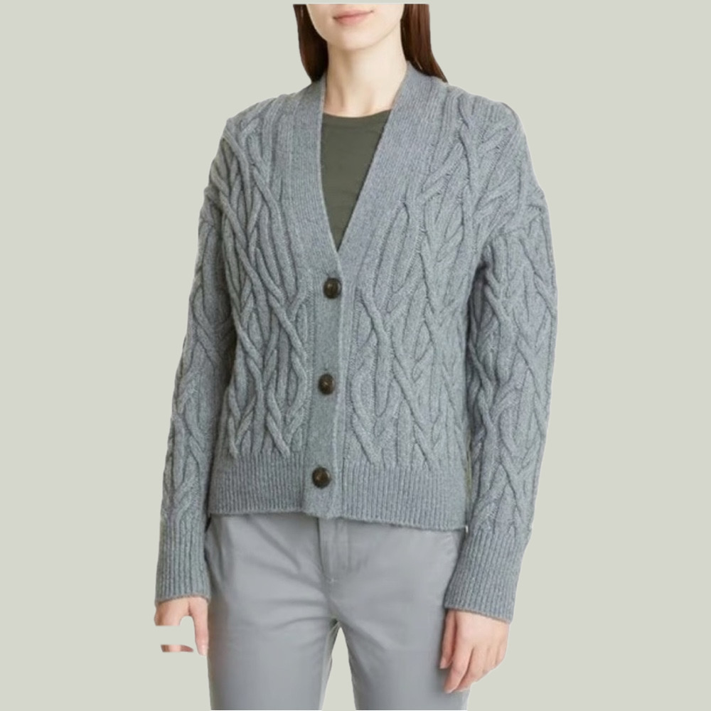 Vince Interlocking Cable Cashmere Blend Cardigan … - image 2